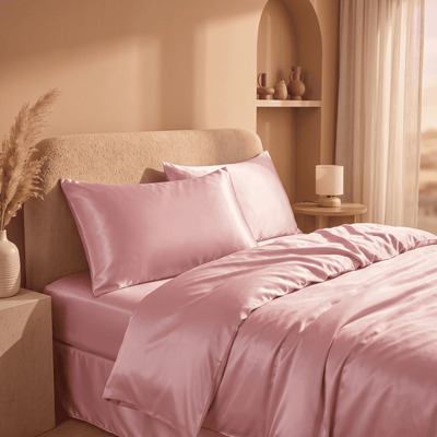 Drap Housse Rose Poudré en Soie de Mûrier