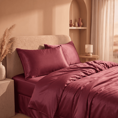 Drap Housse Rouge Éclatant en Soie de Mûrier