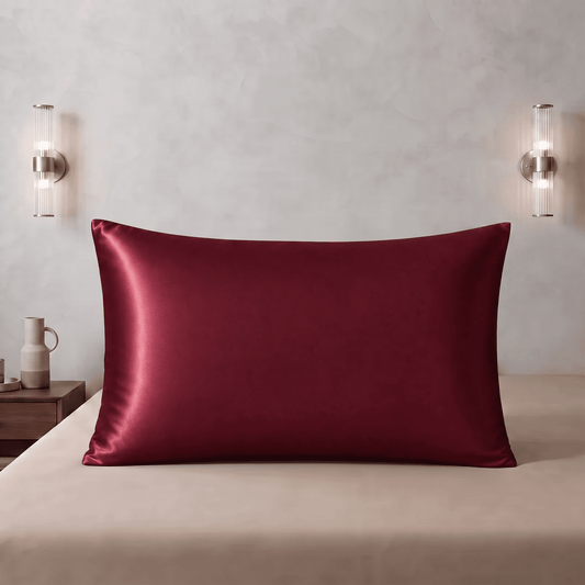 Taie d'Oreiller Rouge Éclatant en Soie de Mûrier