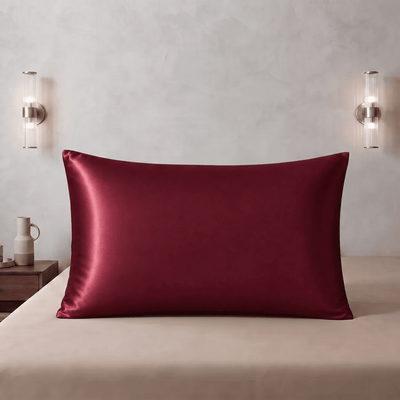 Taie d'Oreiller Rouge Éclatant en Soie de Mûrier