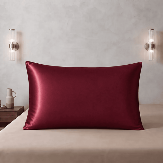 Taie d'Oreiller Rouge Éclatant en Soie de Mûrier