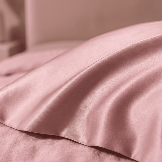 Drap Housse Rose Poudré en Soie de Mûrier