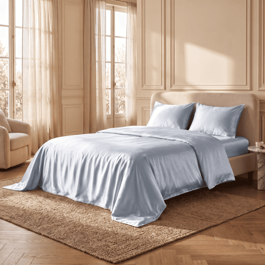 Housse de Couette Bleu Nuit en Soie de Mûrier