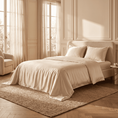 Drap Housse Champagne Doré en Soie de Mûrier