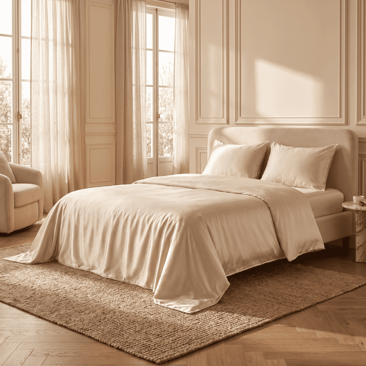 Drap Housse Champagne Doré en Soie de Mûrier