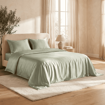 Drap Housse Vert Clair en Soie de Mûrier