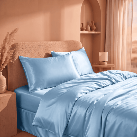 Drap Housse Bleu Nuit en Soie de Mûrier