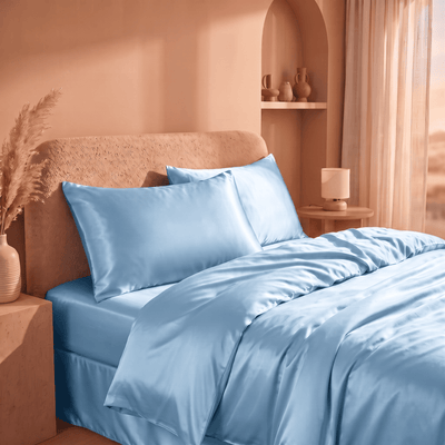 Taie d'Oreiller Bleu Nuit en Soie de Mûrier