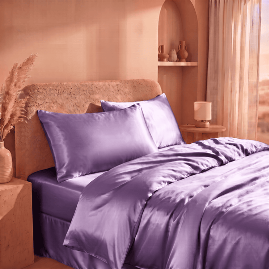 Housse de Couette Violet Améthyste en Soie de Mûrier
