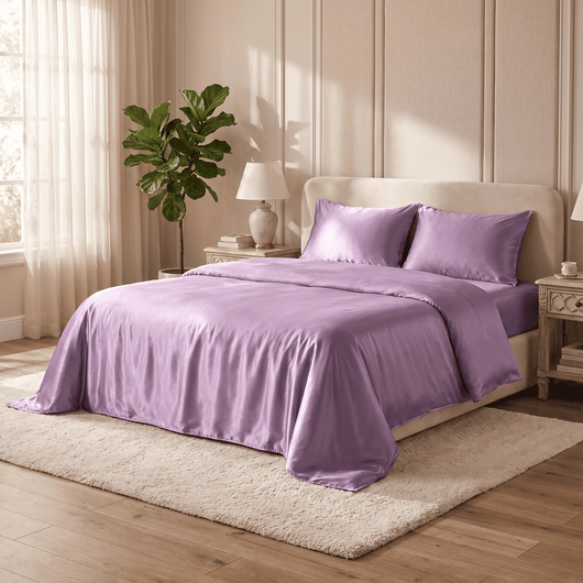 Drap Housse Violet Améthyste en Soie de Mûrier