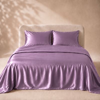 Drap Housse Violet Améthyste en Soie de Mûrier