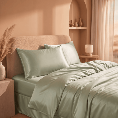 Drap Housse Vert Clair en Soie de Mûrier
